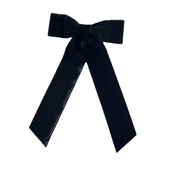 J Crew Velvet Bow Hair Clip Black OS Classic Formal Elegant Holiday Barrette - Picture 1 of 4